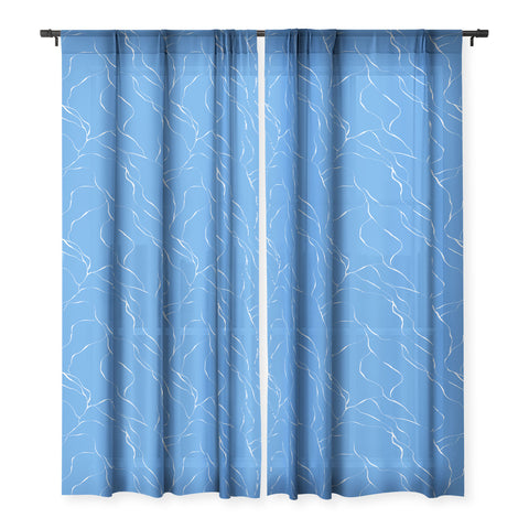Gabriela Fuente blue line Sheer Window Curtain