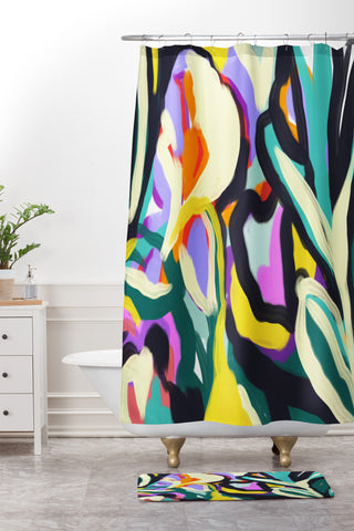 Gabriela Fuente Boho Paint Shower Curtain And Mat