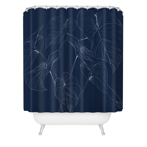 Gabriela Fuente flora navy Shower Curtain