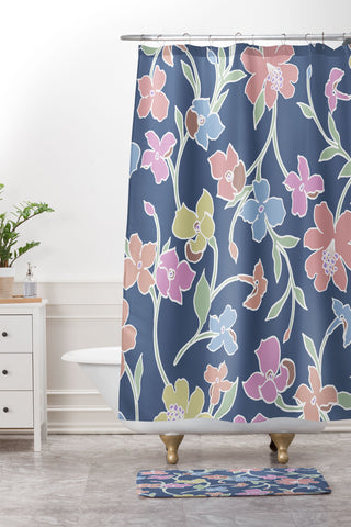 Gabriela Fuente Floral CLub Shower Curtain And Mat