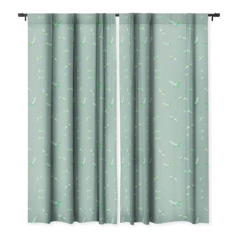Gabriela Fuente Fly with me green Blackout Window Curtain