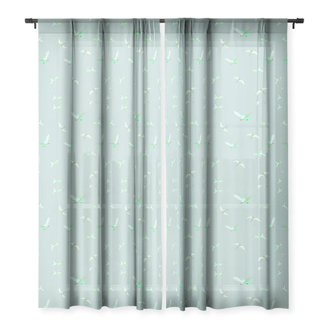Gabriela Fuente Fly with me green Sheer Window Curtain