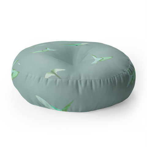 Gabriela Fuente Fly with me green Floor Pillow Round