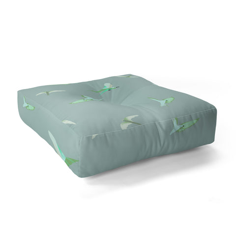 Gabriela Fuente Fly with me green Floor Pillow Square