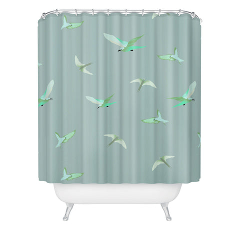 Gabriela Fuente Fly with me green Shower Curtain