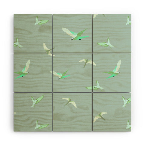 Gabriela Fuente Fly with me green Wood Wall Mural