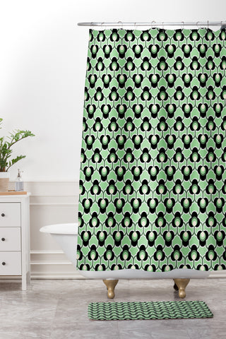 Gabriela Fuente green floral Shower Curtain And Mat