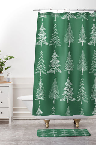 Gabriela Fuente GreenChristmas Shower Curtain And Mat