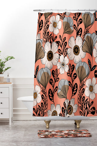 Gabriela Fuente Maxi Floral Shower Curtain And Mat