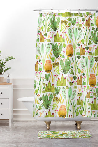 Gabriela Larios Cacti Garden Shower Curtain And Mat
