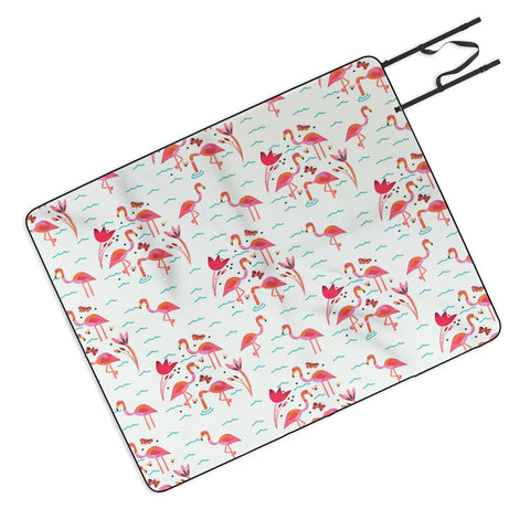 Gabriela Larios Flamingo Scene Picnic Blanket