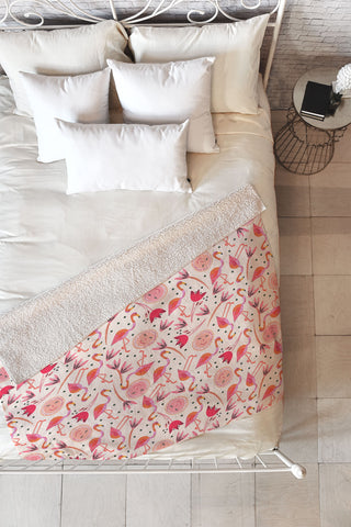 Gabriela Larios Flamingos Fleece Throw Blanket