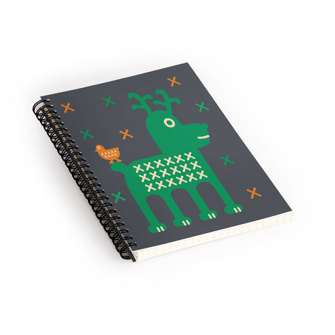 Gabriela Larios Reindeer And Birdy Spiral Notebook