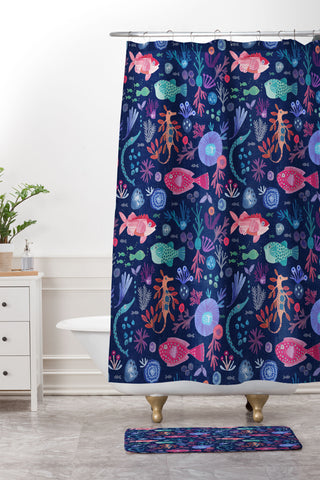 Gabriela Larios Tales from the Ocean Shower Curtain And Mat