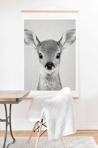 Gal Design Baby Deer Black White Art Print And Hanger