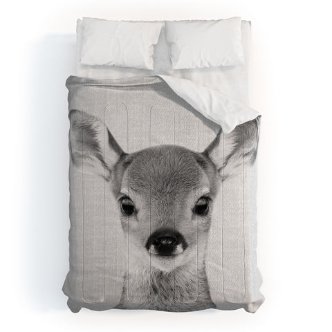 Gal Design Baby Deer Black White Comforter