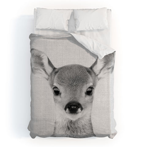 Gal Design Baby Deer Black White Duvet Cover