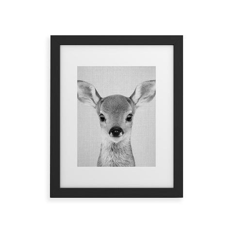 Gal Design Baby Deer Black White Framed Art Print