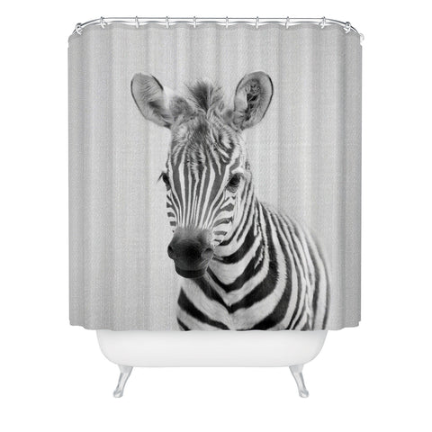Gal Design Baby Zebra Black White Shower Curtain
