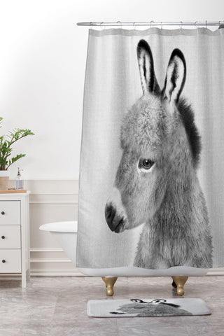 Gal Design Donkey Black White Shower Curtain And Mat