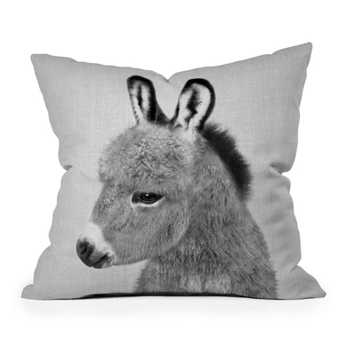 Gal Design Donkey Black White Throw Pillow