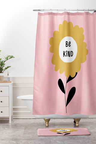Gale Switzer Be Kind bloom Shower Curtain And Mat