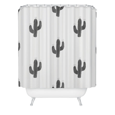 Gale Switzer Cactus Bloom bw Shower Curtain