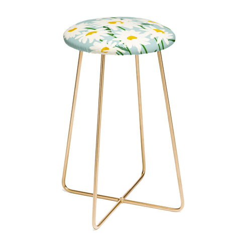 Gale Switzer Flower Market Oxeye Daisies Counter Stool