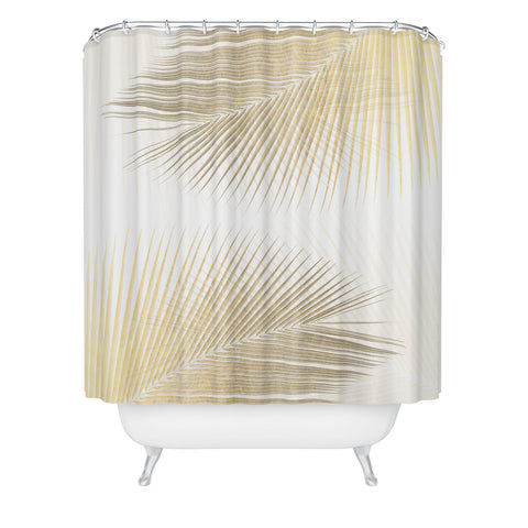 Gale Switzer Palm Leaf Synchronicity gold Shower Curtain