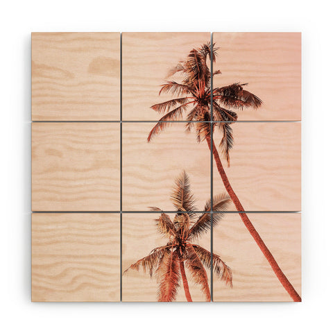 Gale Switzer Sunset Palm Trees Wood Wall Mural