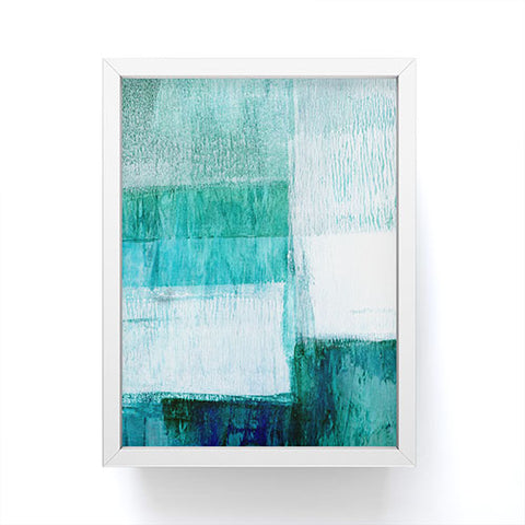 GalleryJ9 Aqua Blue Geometric Abstract Textured Painting Framed Mini Art Print