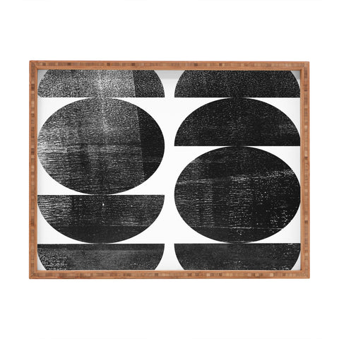 GalleryJ9 Black and White Mid Century Modern Circles Rectangular Tray