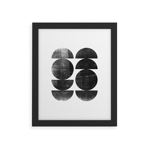 GalleryJ9 Black and White Mid Century Modern Circles Framed Art Print