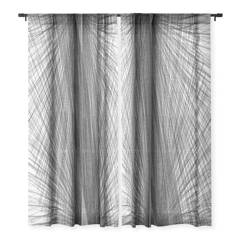 GalleryJ9 Black and White Mid Century Modern Radiating Lines Geometric Abstract Sheer Non Repeat