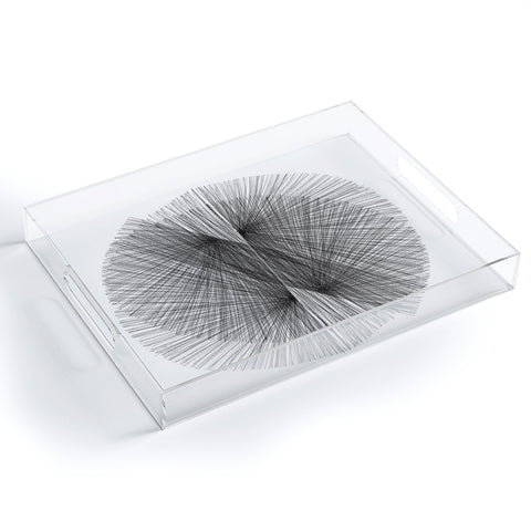 GalleryJ9 Black and White Mid Century Modern Radiating Lines Geometric Abstract Acrylic Tray