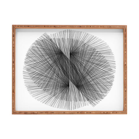 GalleryJ9 Black and White Mid Century Modern Radiating Lines Geometric Abstract Rectangular Tray