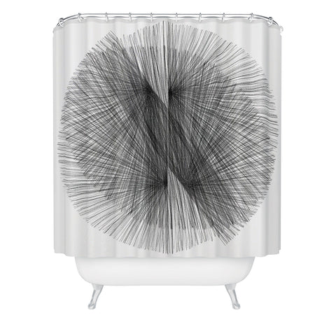 GalleryJ9 Black and White Mid Century Modern Radiating Lines Geometric Abstract Shower Curtain