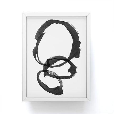 GalleryJ9 Black and White Round Abstract Shapes Minimalist Ink Painting Framed Mini Art Print