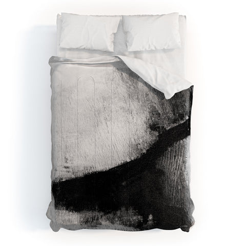 GalleryJ9 Black and White Textured Abstract Painting Delve 2 Comforter