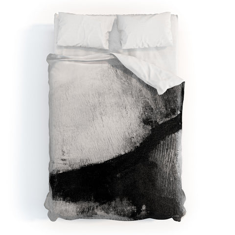 GalleryJ9 Black and White Textured Abstract Painting Delve 2 Duvet Cover