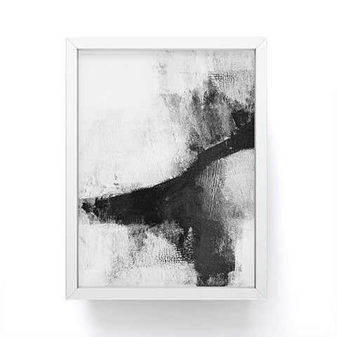GalleryJ9 Black and White Textured Abstract Painting Delve 2 Framed Mini Art Print