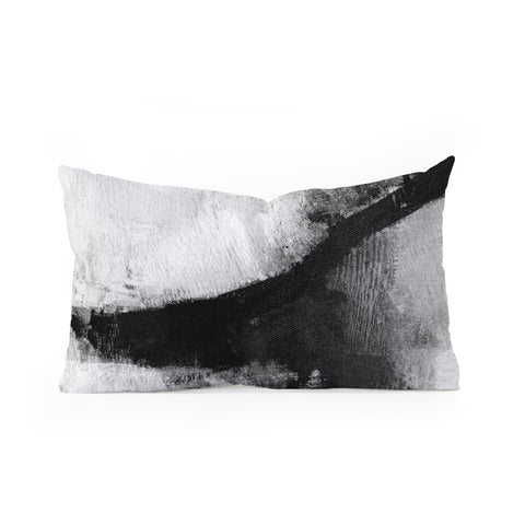 GalleryJ9 Black and White Textured Abstract Painting Delve 2 Oblong Throw Pillow