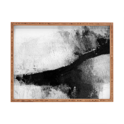 GalleryJ9 Black and White Textured Abstract Painting Delve 2 Rectangular Tray