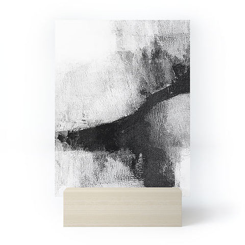 GalleryJ9 Black and White Textured Abstract Painting Delve 2 Mini Art Print