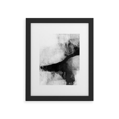 GalleryJ9 Black and White Textured Abstract Painting Delve 2 Framed Art Print