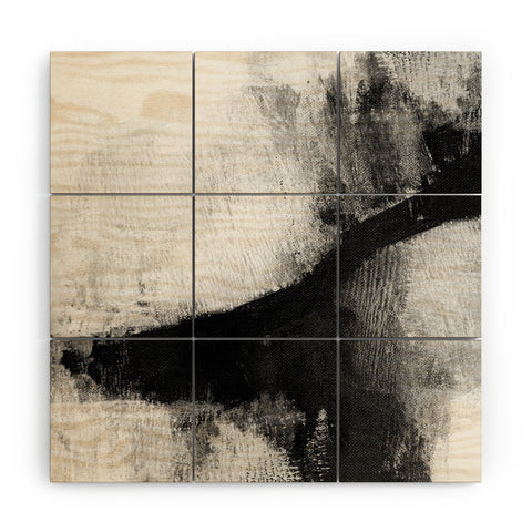 GalleryJ9 Black and White Textured Abstract Painting Delve 2 Wood Wall Mural