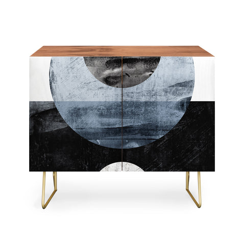 GalleryJ9 Circles Black and White Geometric Mid Century Modern Abstract Credenza