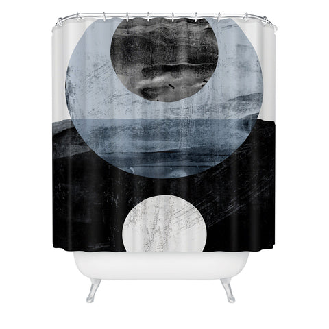 GalleryJ9 Circles Black and White Geometric Mid Century Modern Abstract Shower Curtain