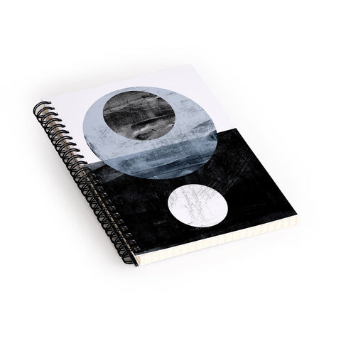 GalleryJ9 Circles Black and White Geometric Mid Century Modern Abstract Spiral Notebook
