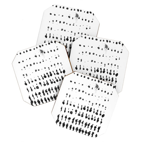 GalleryJ9 Medium Dots Pattern Black and White Distressed Texture Abstract Coaster Set